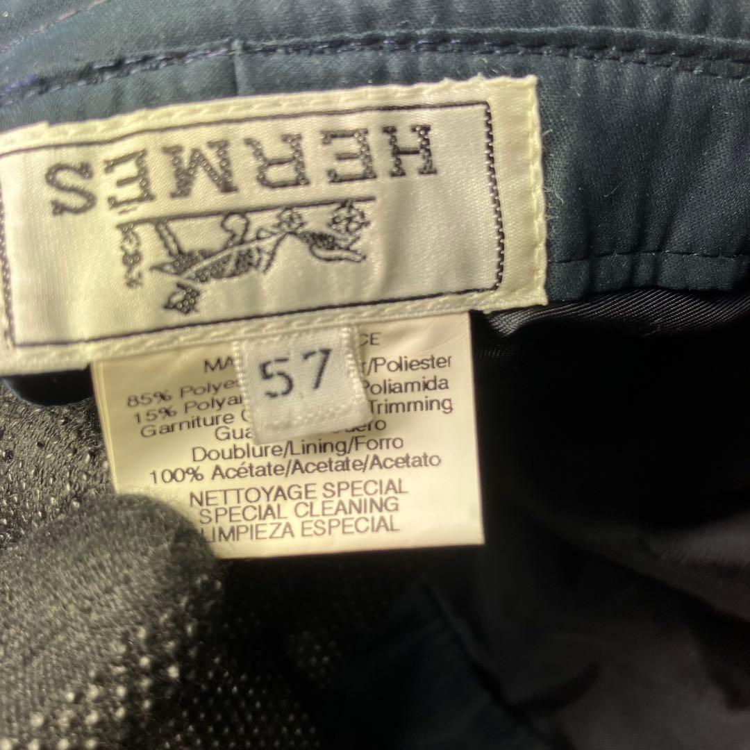 エルメス HERMES ✨バケットハット レザー切替 ロゴ刺繍 57 帽子