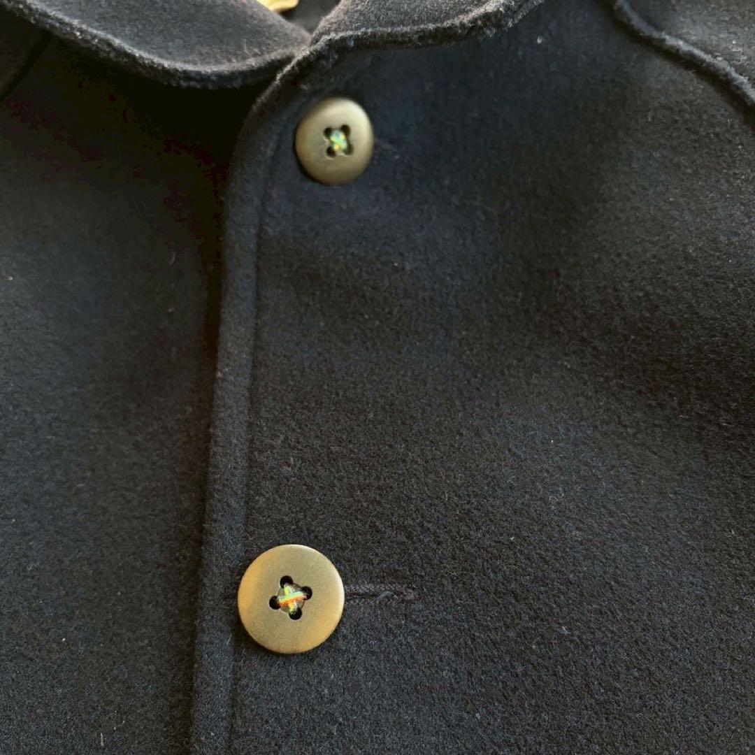 45rpm ウールコート サイズ2 M ブラック 丸襟 ロゴ刺繍 ミドル丈