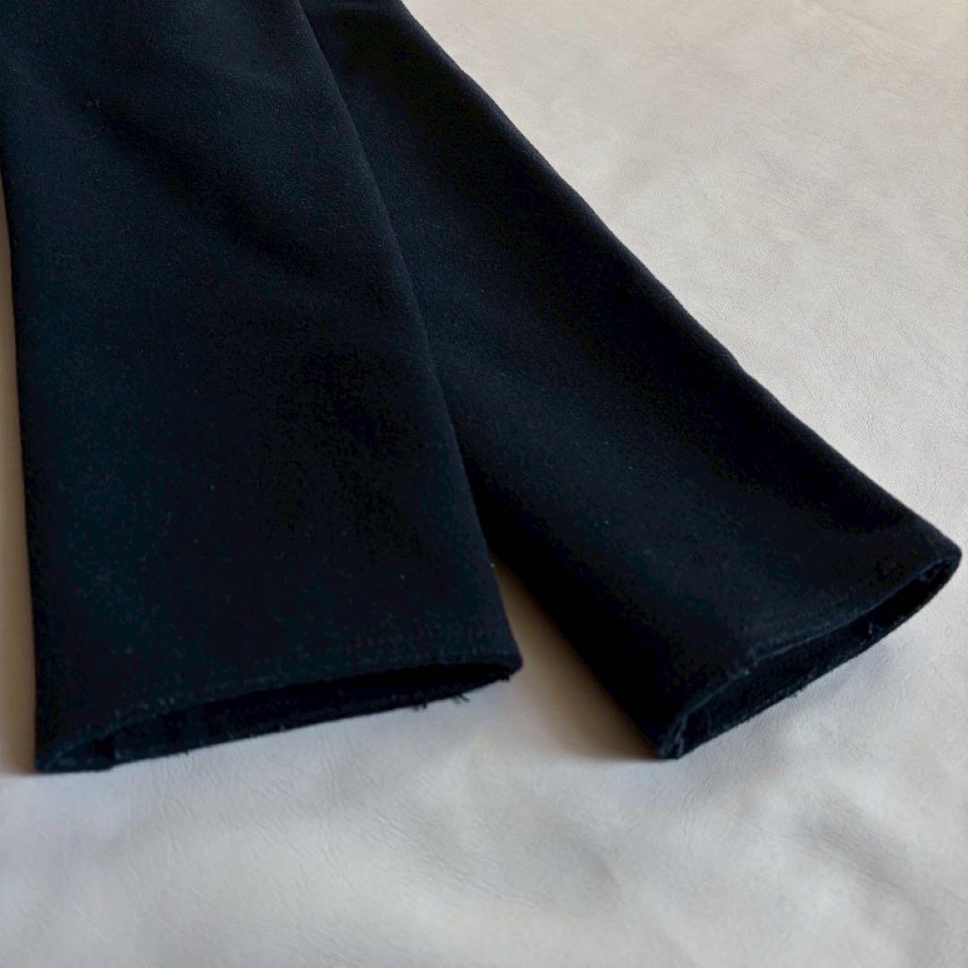 45rpm ウールコート サイズ2 M ブラック 丸襟 ロゴ刺繍 ミドル丈