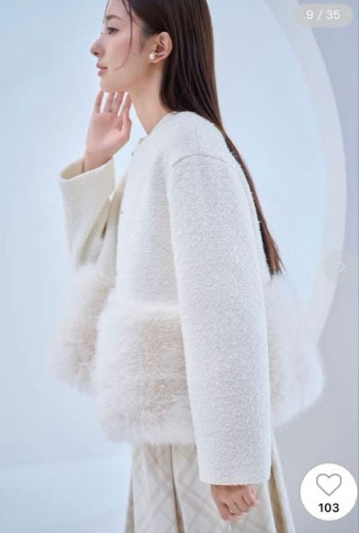 CELFORD ノーカラージャケット ホワイト