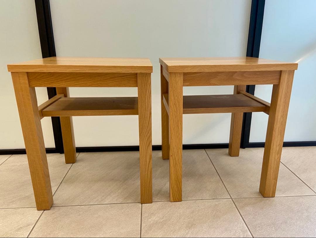 ☘️送料無料⭐️美品⭐️廃盤レア⭐️２脚セット⭐️無印⭐️無垢材サイドテーブルベンチ⭐️オーク