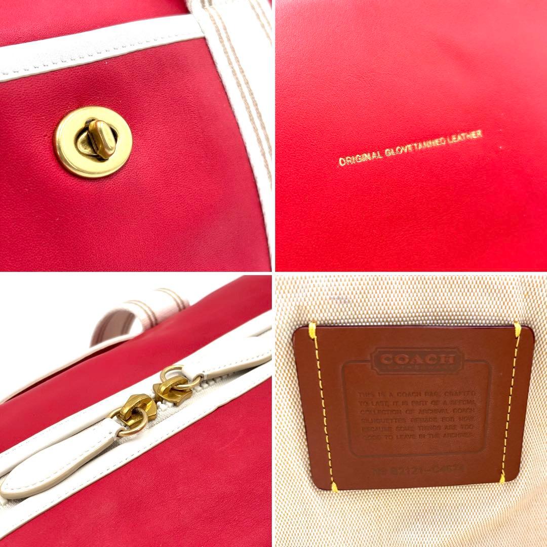 【未使用に近い】コーチ ダッフル ボストンバッグ ターンロック ロゴ レザー