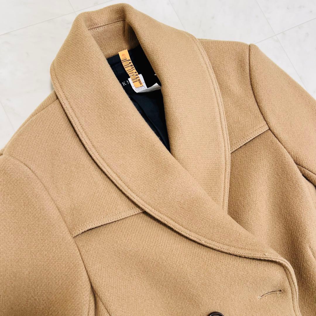 AKMエーケーエム　ダブルブレストメルトンコート　Pコート　ベージュウール