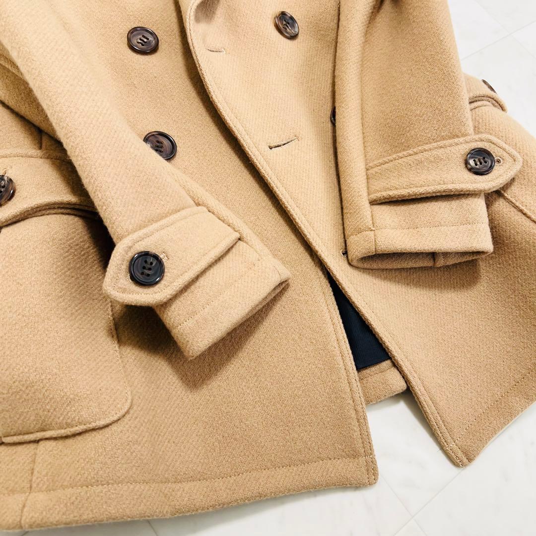 AKMエーケーエム　ダブルブレストメルトンコート　Pコート　ベージュウール