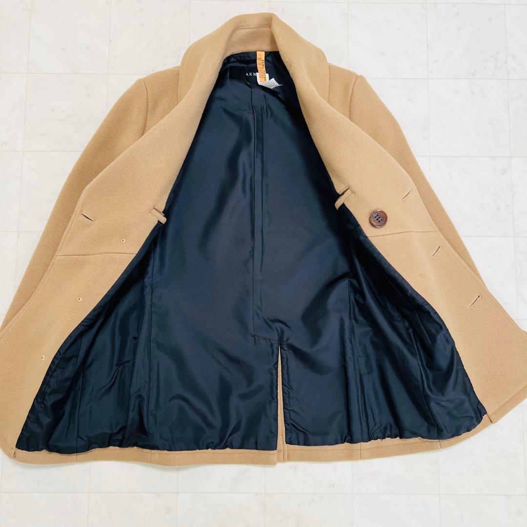 AKMエーケーエム　ダブルブレストメルトンコート　Pコート　ベージュウール