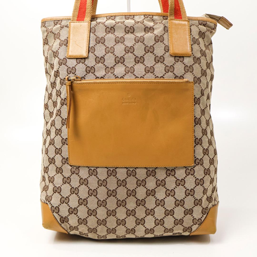 H5318-31グッチ　GGキャンバス×レザー　シェリーライントート　保存袋付