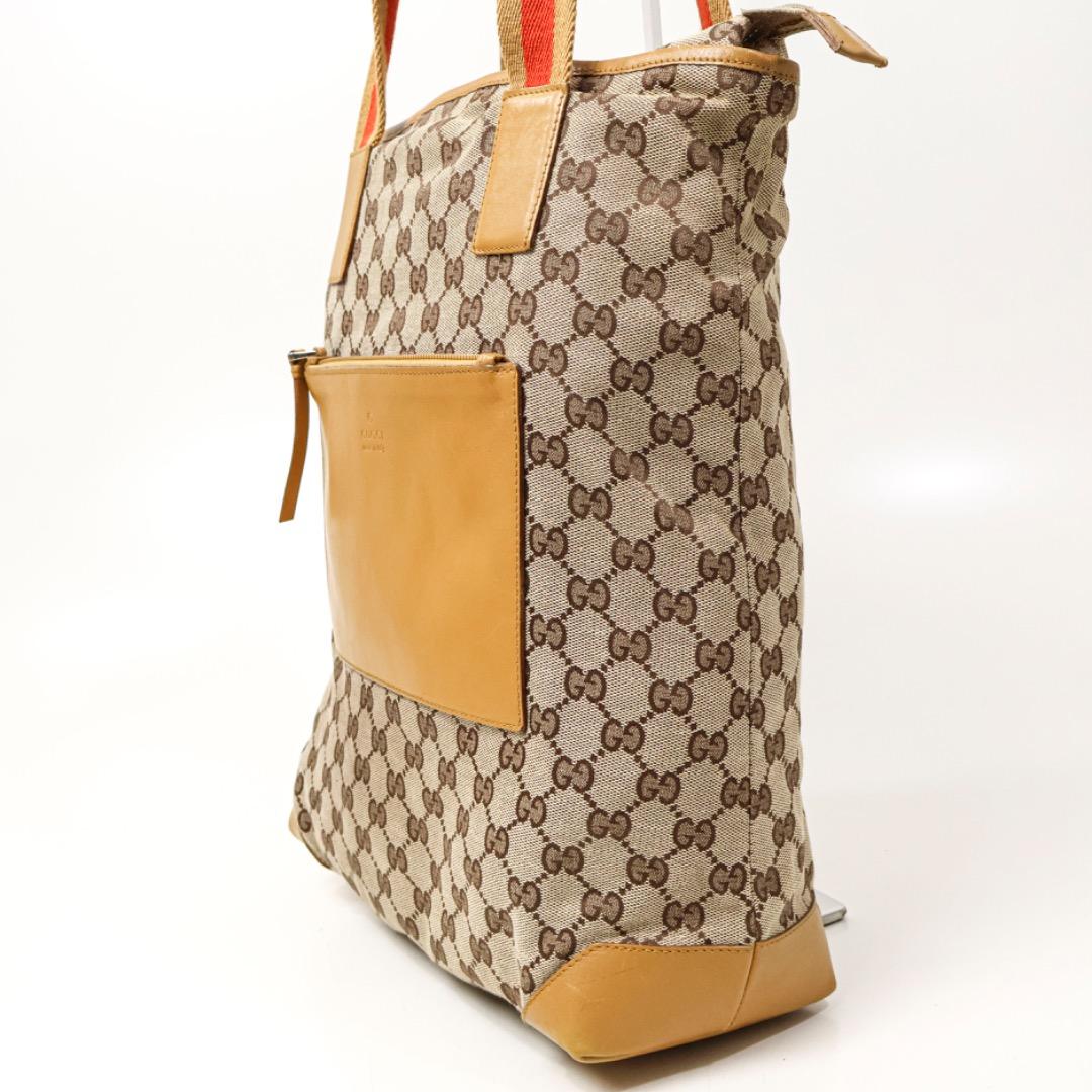 H5318-31グッチ　GGキャンバス×レザー　シェリーライントート　保存袋付