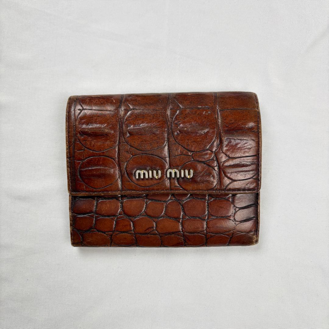 小物 Archive miu miu compact wallet brown
