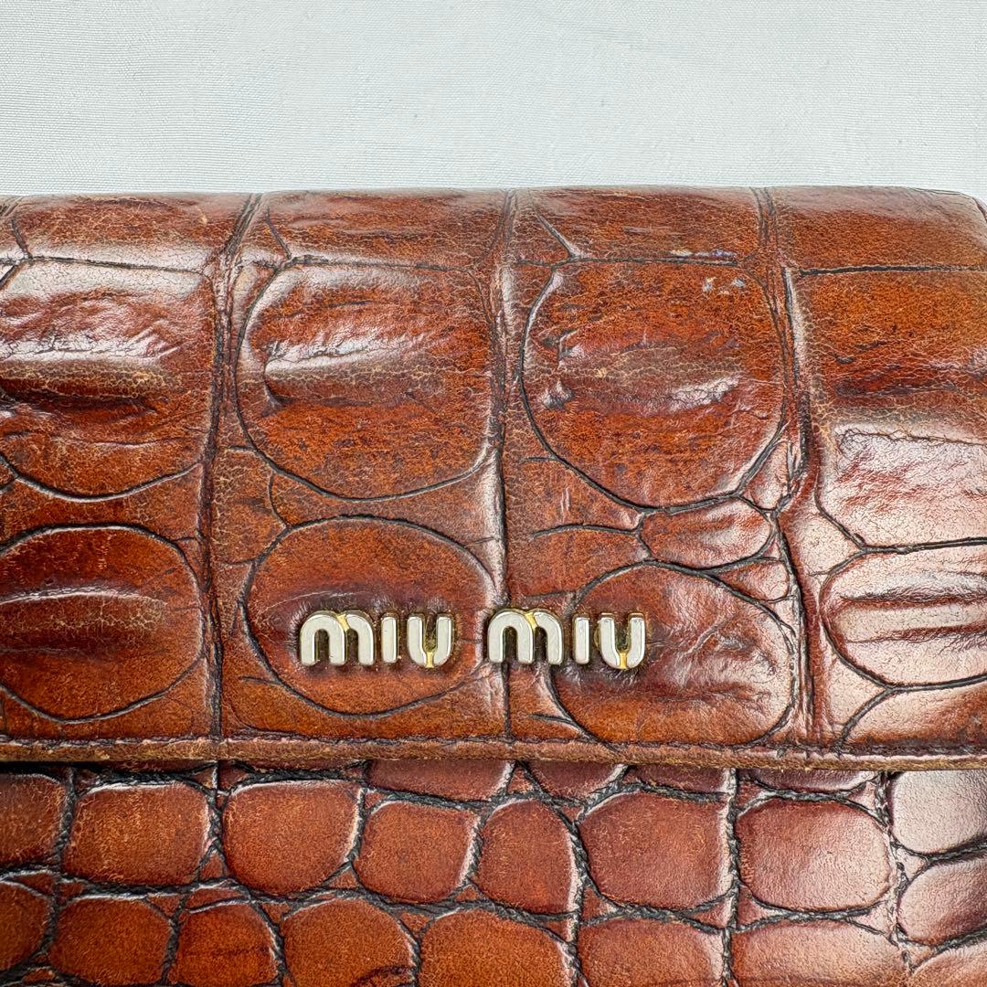 小物 Archive miu miu compact wallet brown