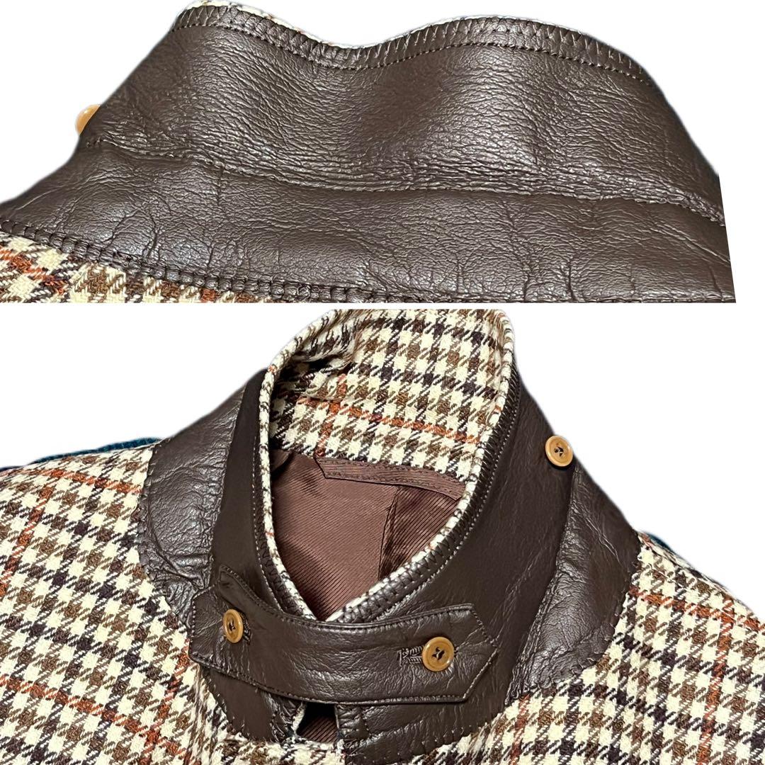 t*o様 48 L BEAMS ウール チェック ブレザー ブラウン / 日本製