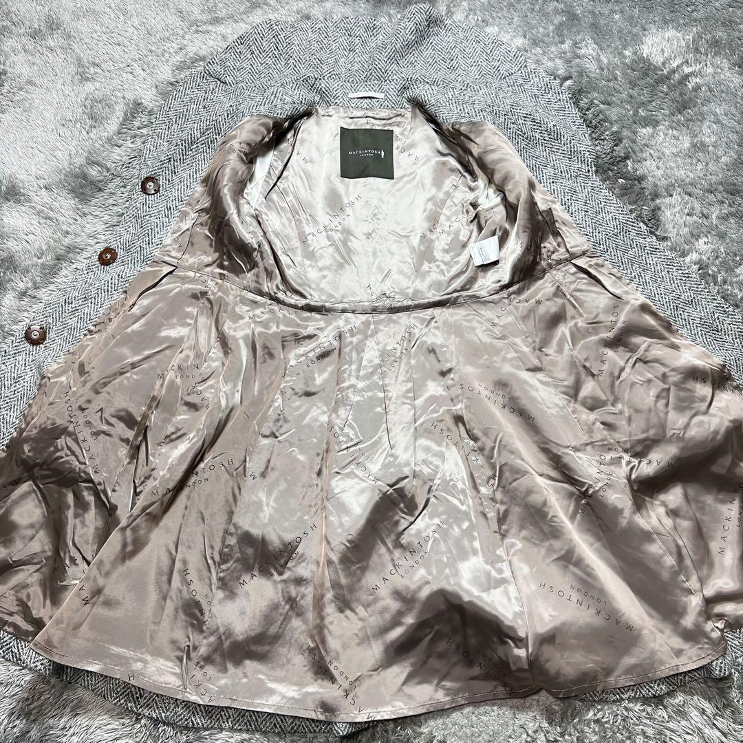 マッキントッシュ シルク混　ウール　ヘリンボーン　チェスターコート　L 美品