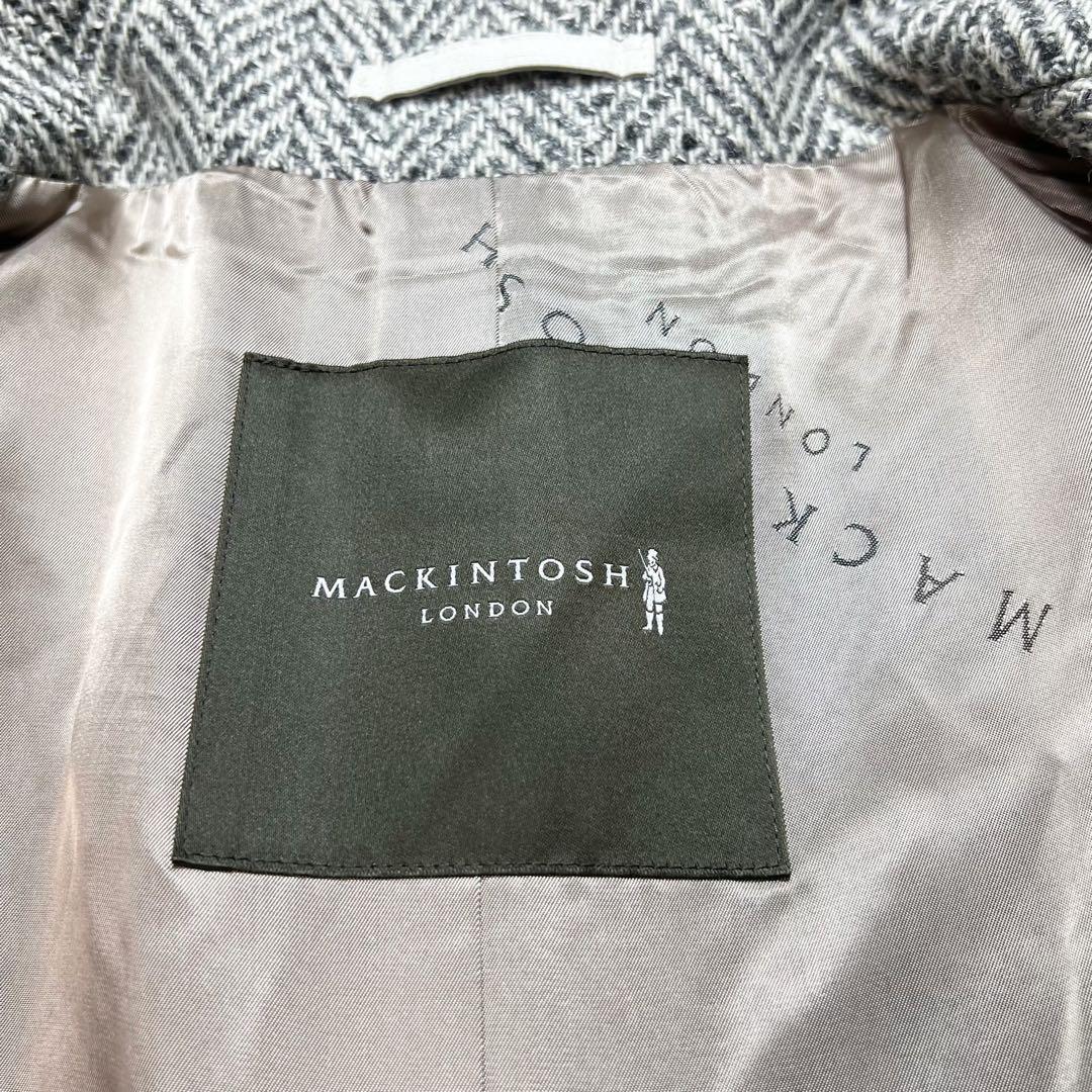マッキントッシュ シルク混　ウール　ヘリンボーン　チェスターコート　L 美品