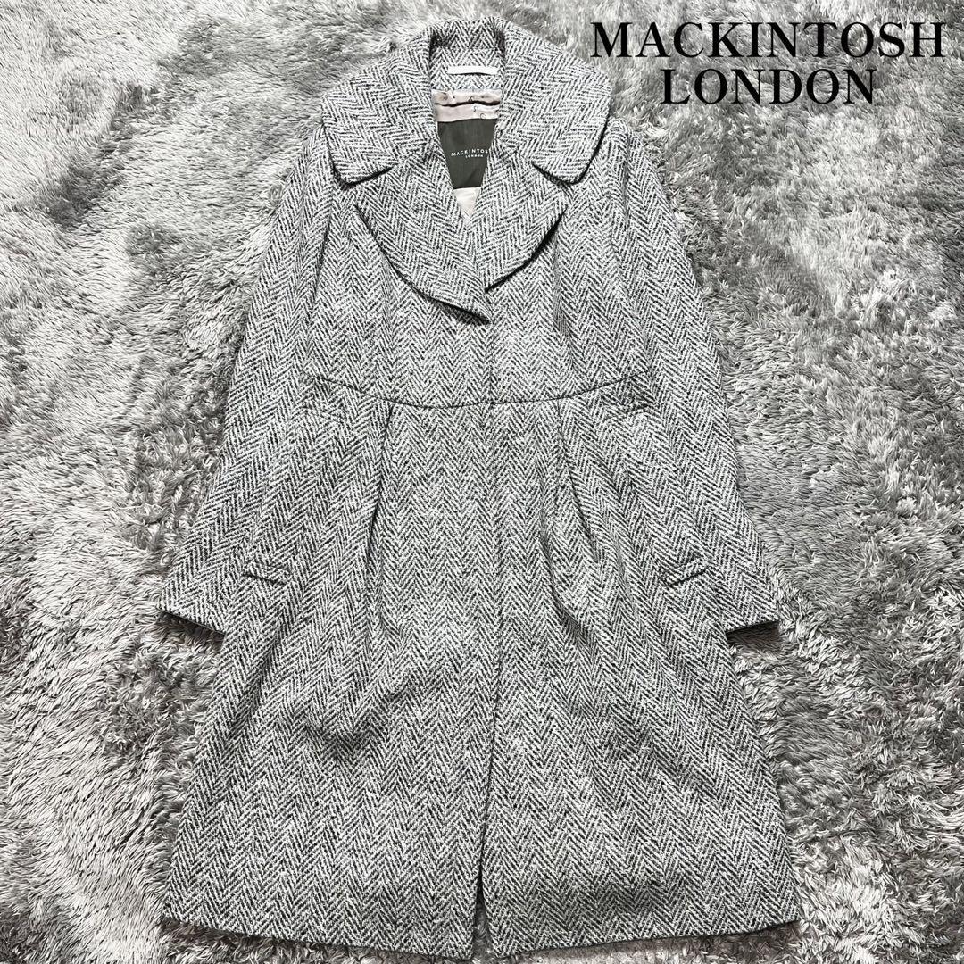 マッキントッシュ シルク混　ウール　ヘリンボーン　チェスターコート　L 美品