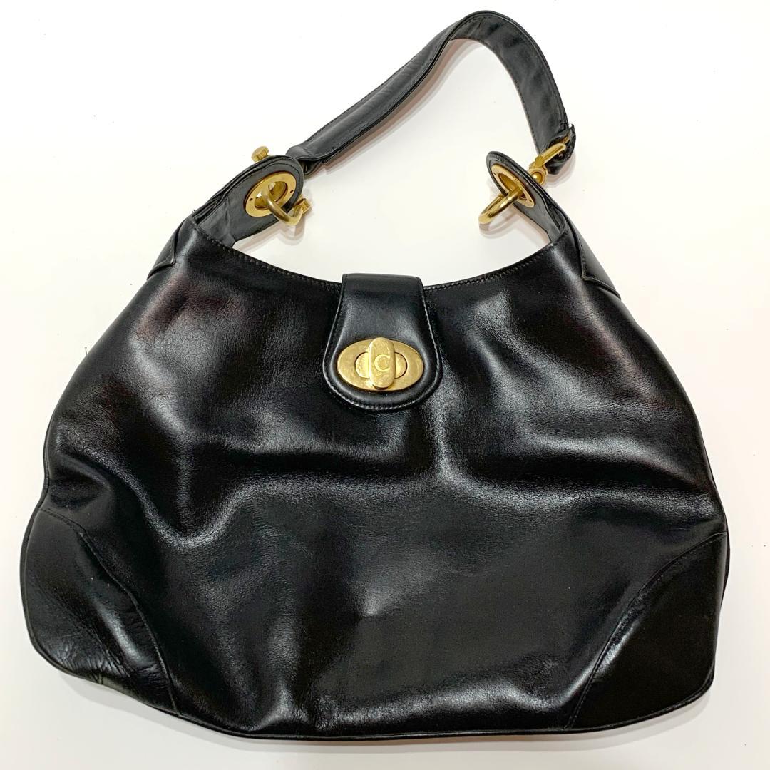 CELINE セリーヌ 黒 レザー ショルダーバッグ トート ヴィンテージ