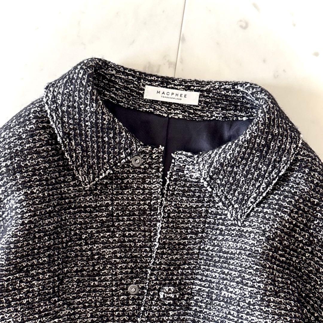 美品 マカフィー ウール混 ジャケット コート ツイードジャケット ロング丈