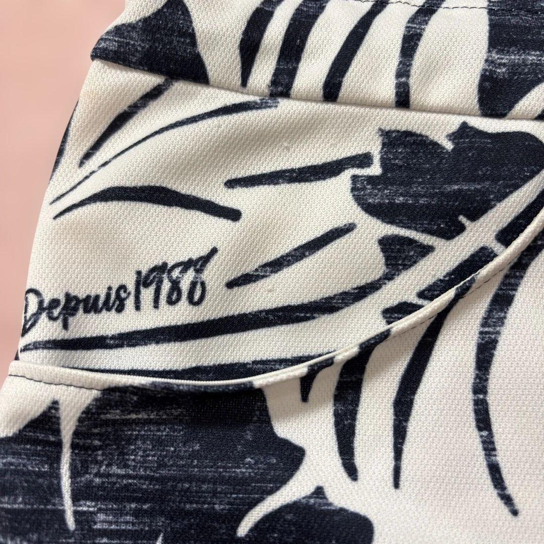 ZOYゾーイ ステンシル リーフプリントノースリーブワンピース