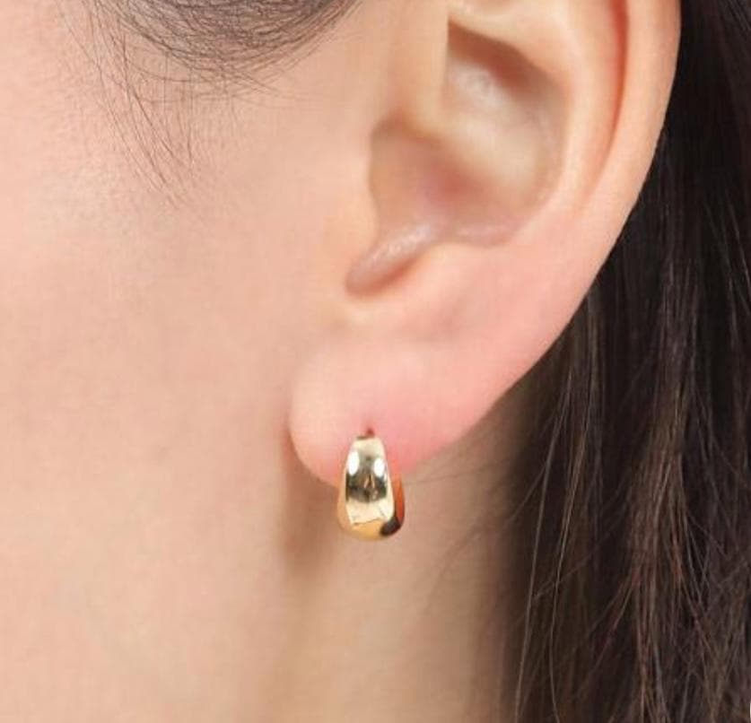 18金【7×13mm 月甲フープピアス】イエローゴールド K18刻印入 新品！