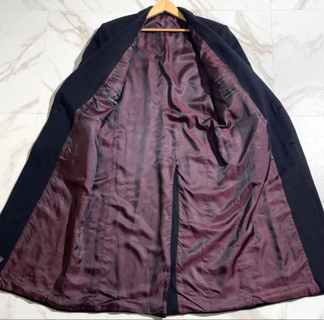 【希少】ダブルチェスターコート カシミヤ100% マキシ丈 Lサイズ ネイビー