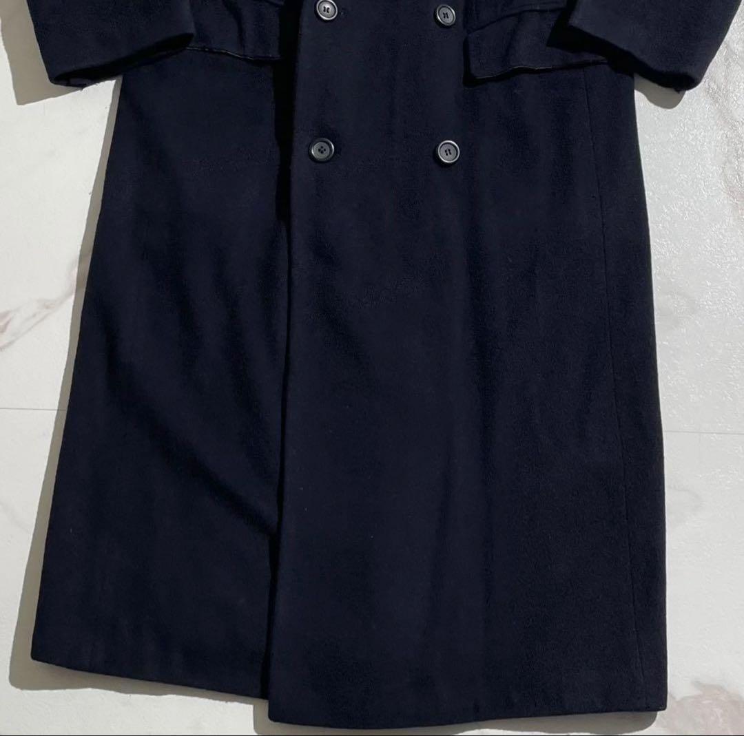 【希少】ダブルチェスターコート カシミヤ100% マキシ丈 Lサイズ ネイビー
