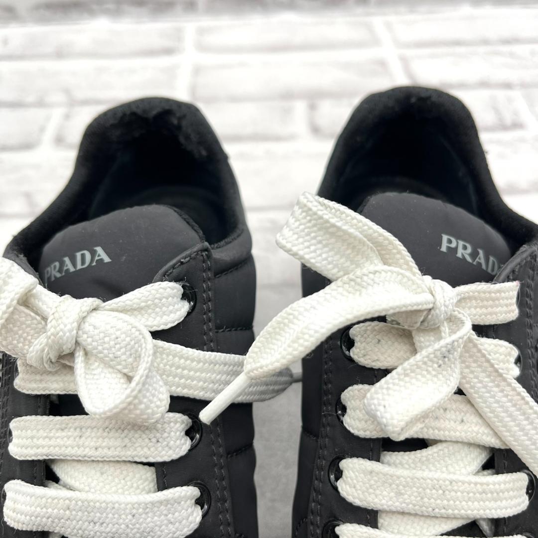 プラダ スニーカー ロゴ金具 ナイロン ブラック 黒 レディース 23.5cm