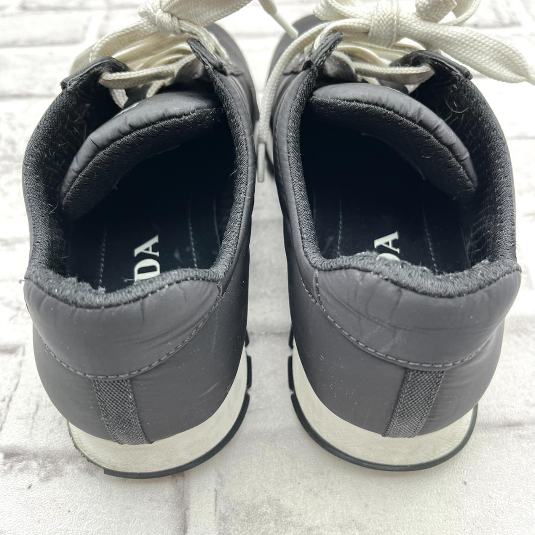 プラダ スニーカー ロゴ金具 ナイロン ブラック 黒 レディース 23.5cm