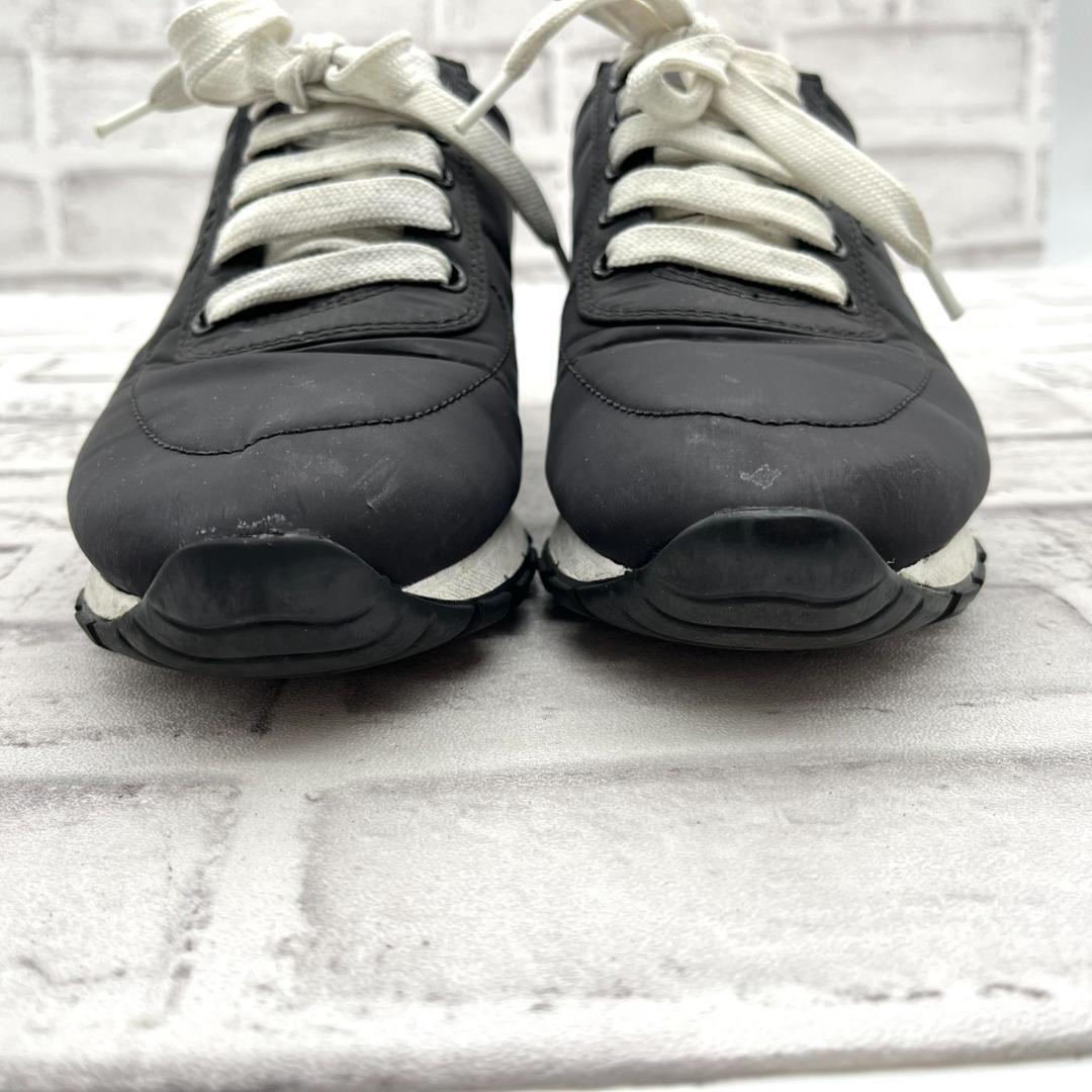 プラダ スニーカー ロゴ金具 ナイロン ブラック 黒 レディース 23.5cm