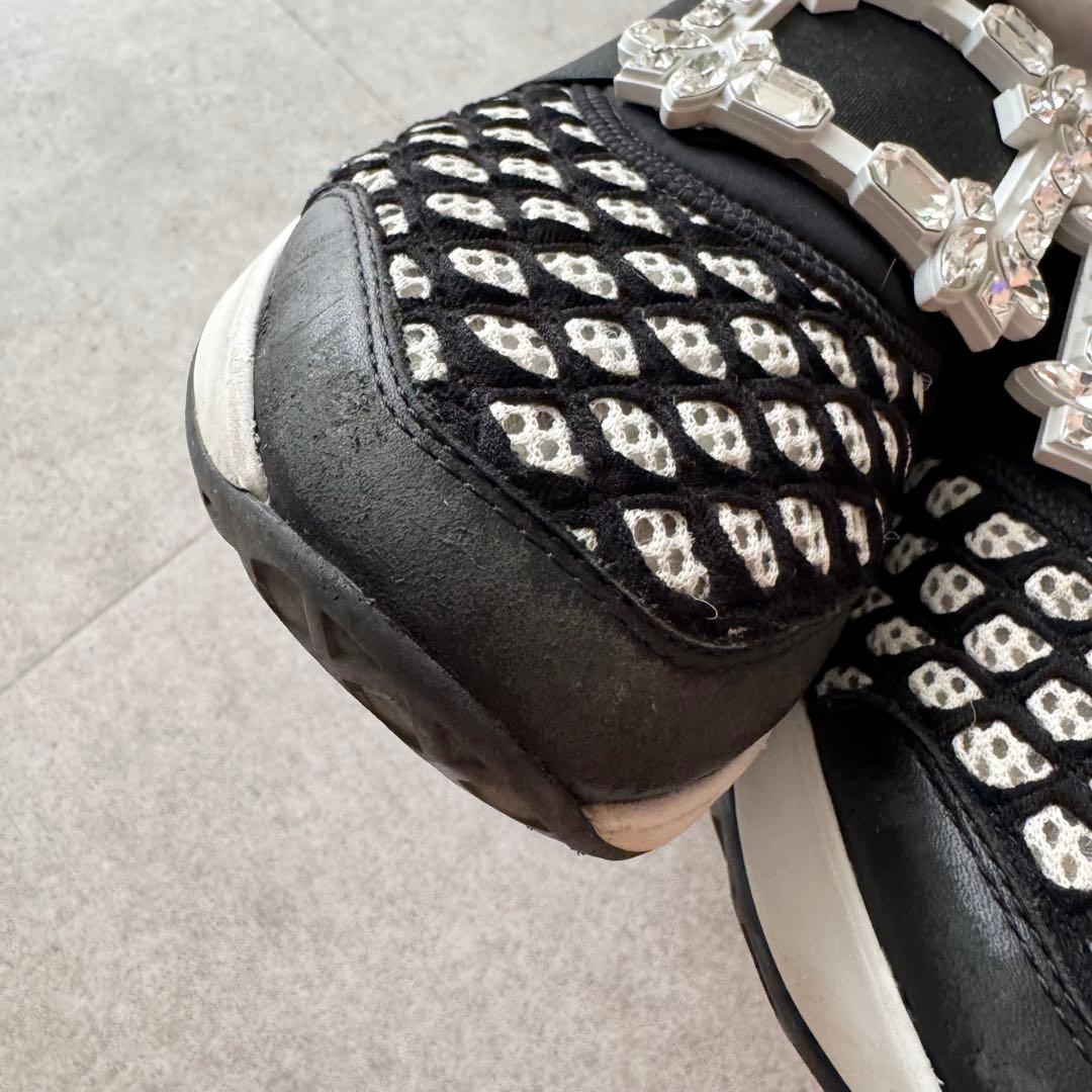 ロジェヴィヴィエ　スニーカー　クリスタルバックル　 黒　白　 37　厚底