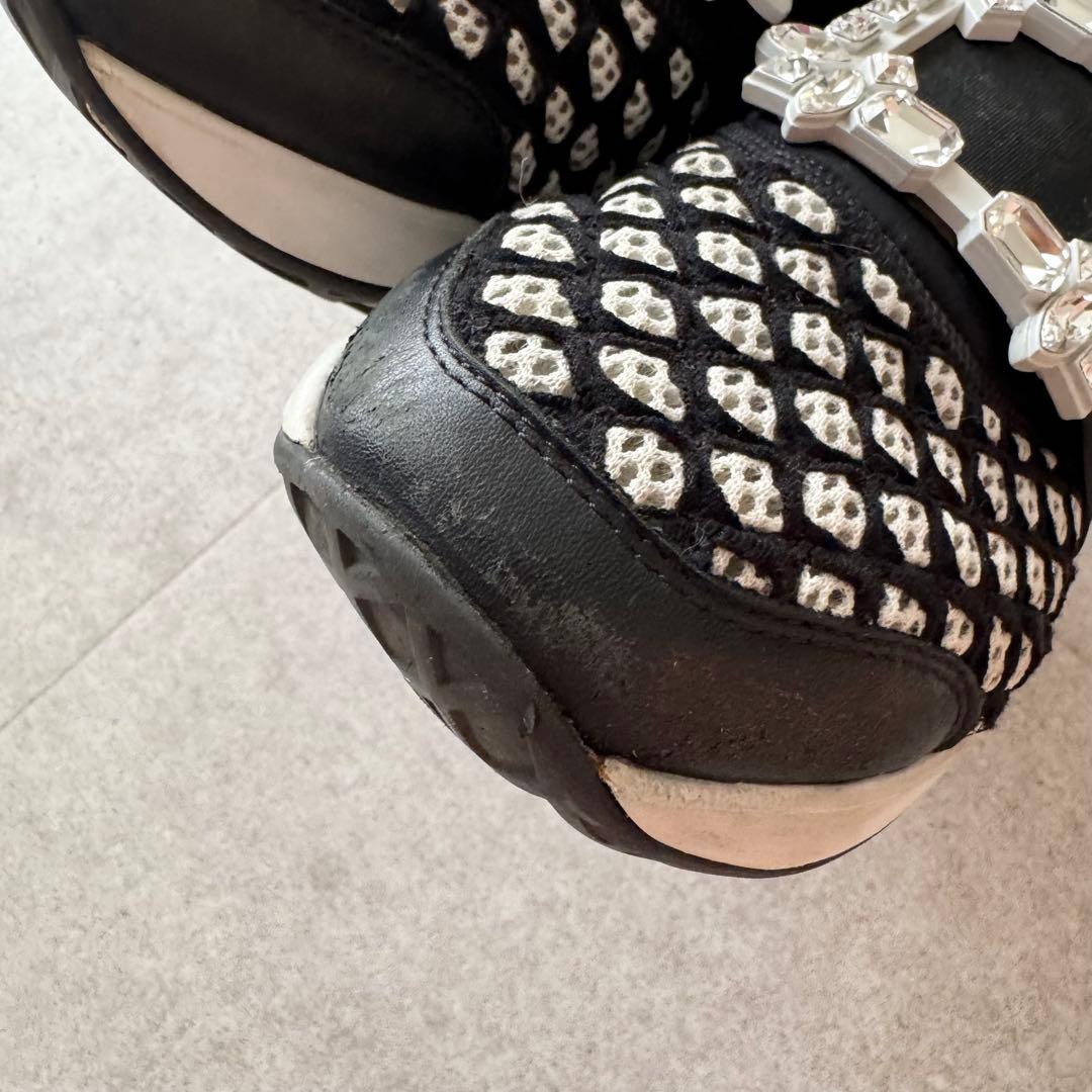 ロジェヴィヴィエ　スニーカー　クリスタルバックル　 黒　白　 37　厚底