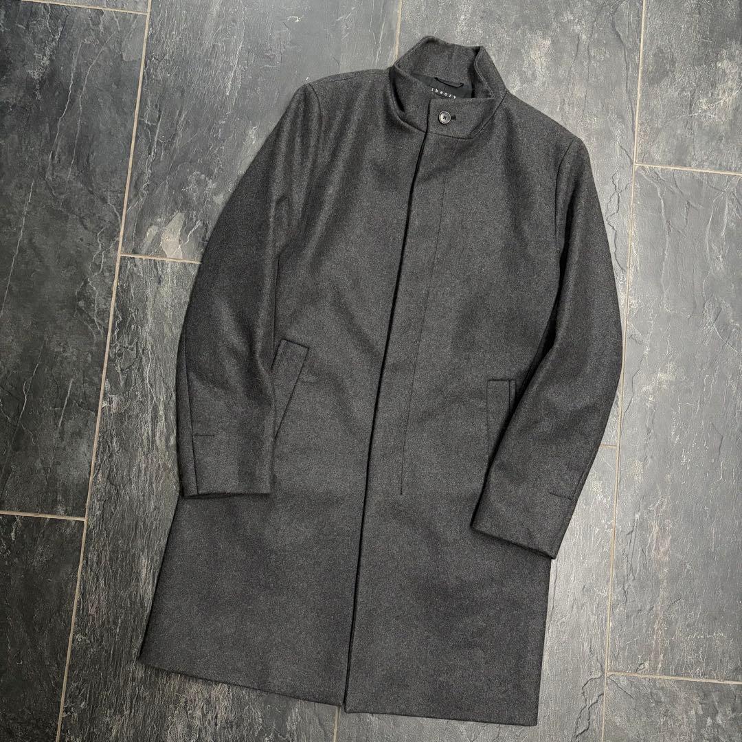 Theory セオリー　メンズ　カシミヤ混ウール　スタンドカラーコート　比翼仕立
