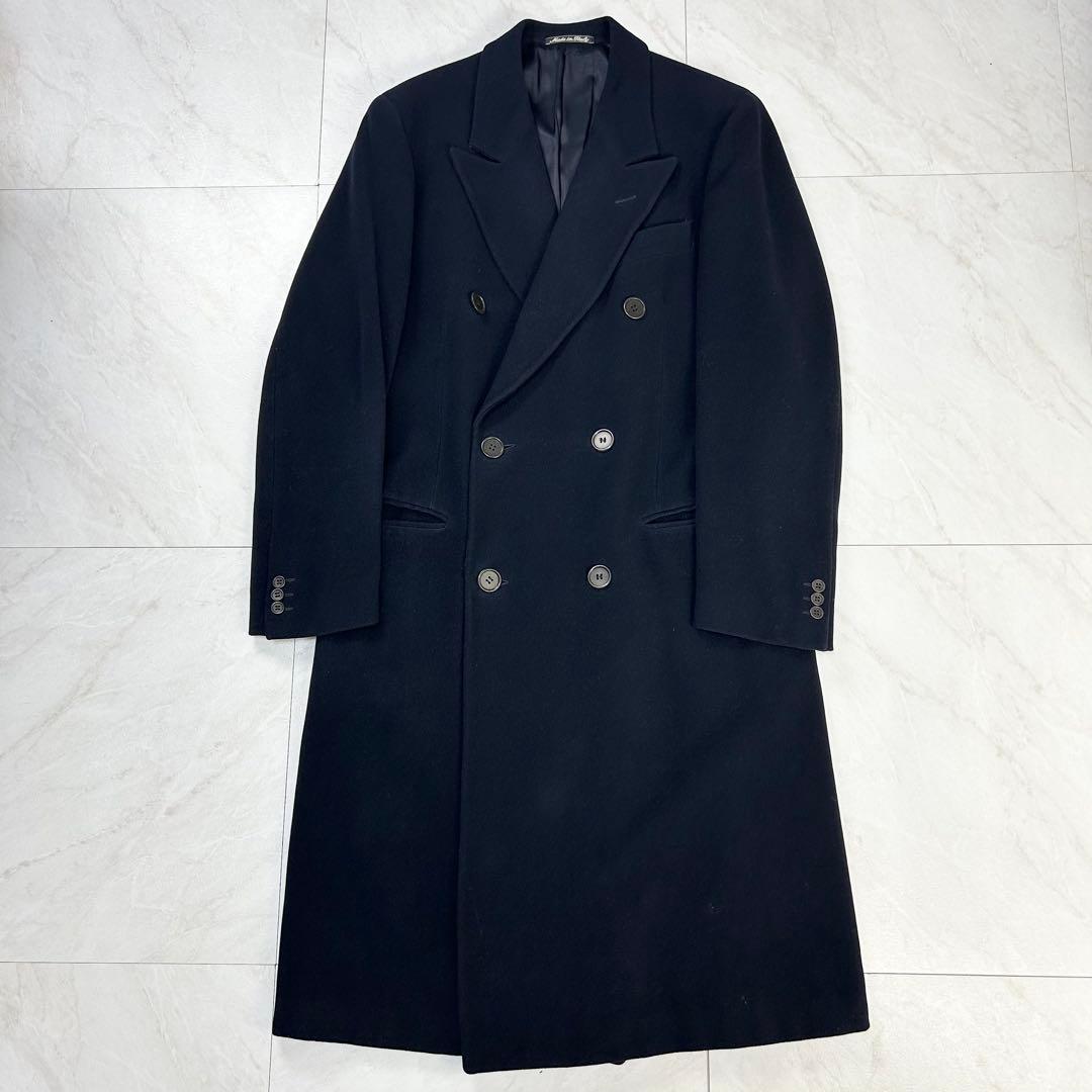 極美品 ジョルジオアルマーニ ウール ダブル チェスターコート 48 ネイビー