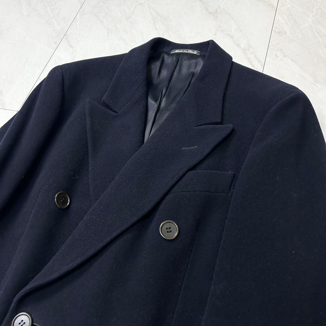 極美品 ジョルジオアルマーニ ウール ダブル チェスターコート 48 ネイビー