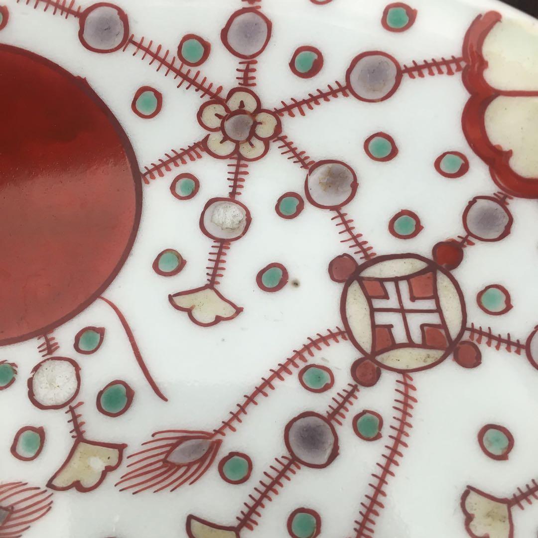 kitty様リクエスト　古伊万里　赤玉瓔珞文　中皿3客　17cm