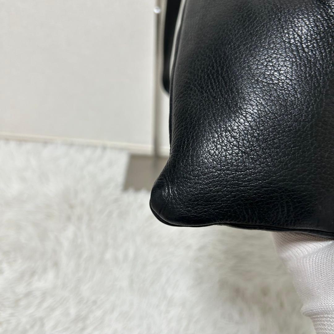 【美品✨巾着/2way】アエタ　ワンショルダー　ハンドバッグ　レザー　ブラック