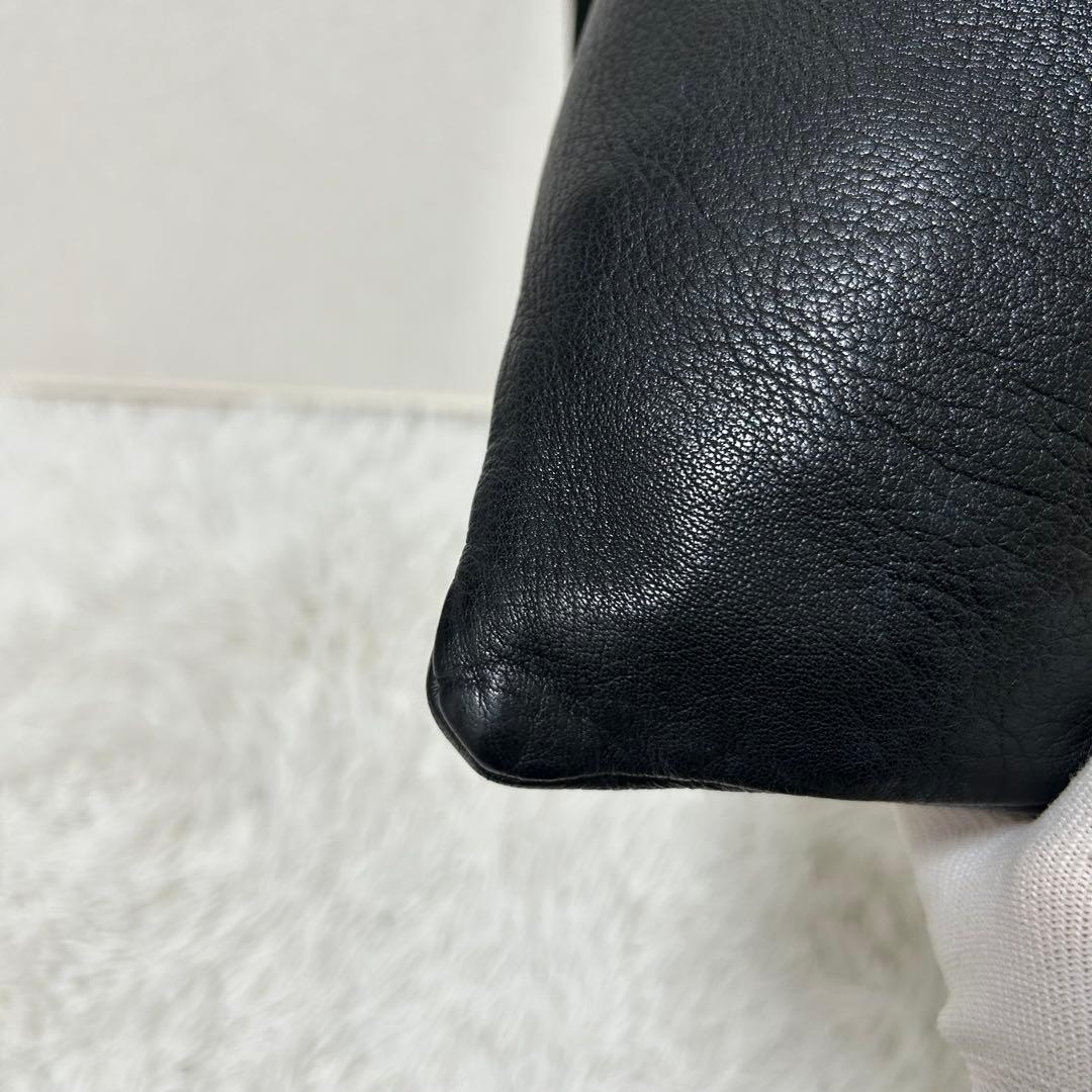 【美品✨巾着/2way】アエタ　ワンショルダー　ハンドバッグ　レザー　ブラック