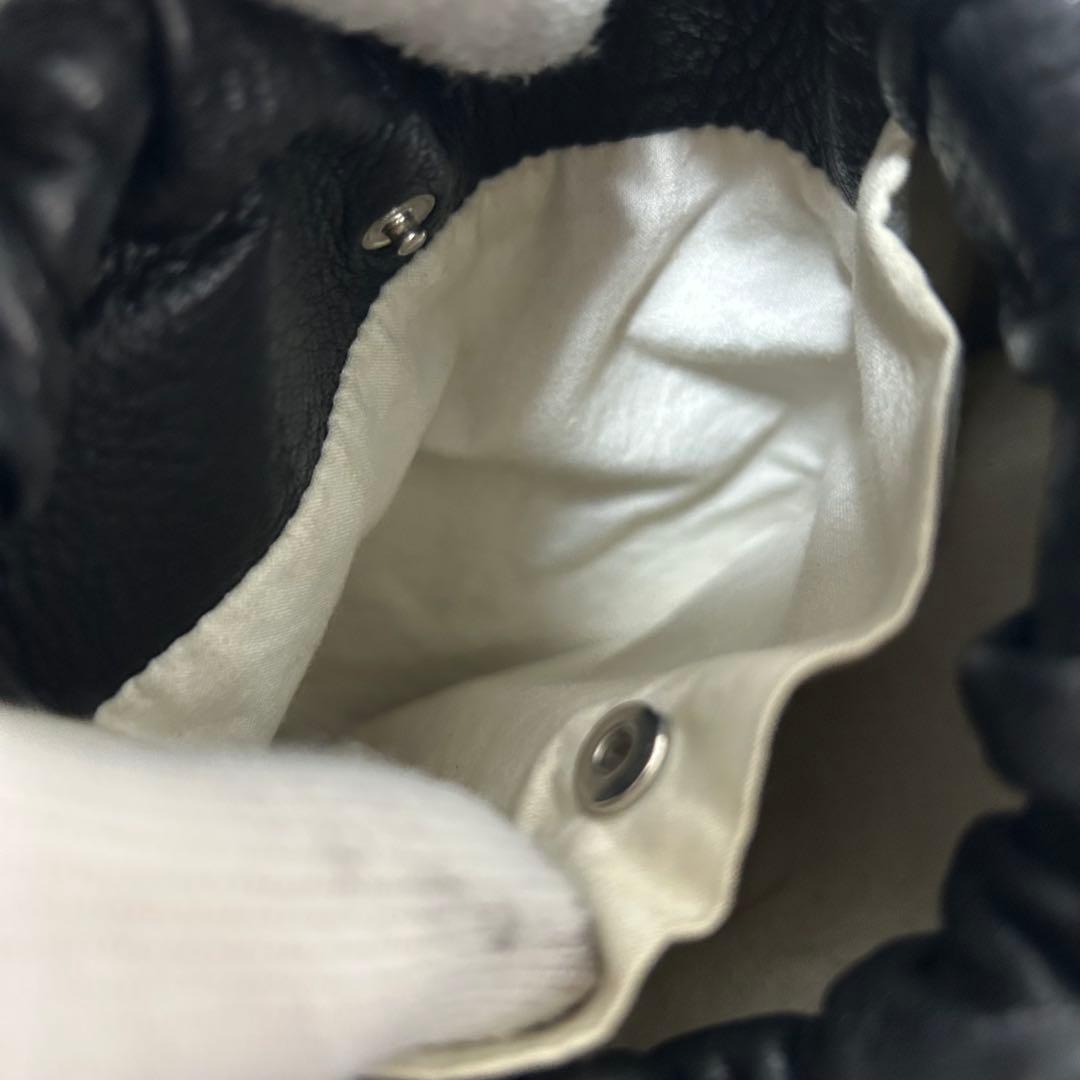 【美品✨巾着/2way】アエタ　ワンショルダー　ハンドバッグ　レザー　ブラック