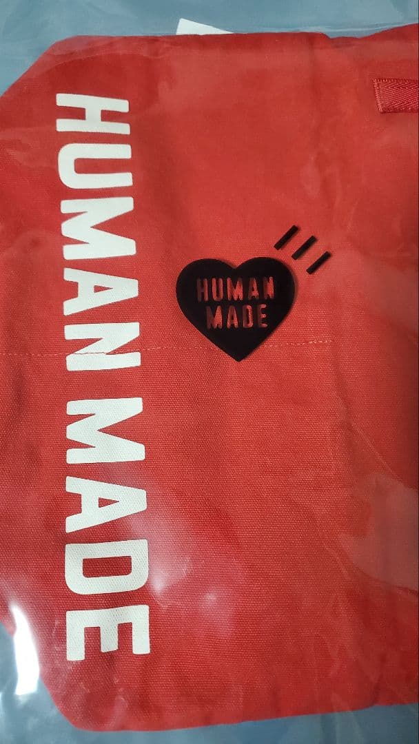 HUMAN MADE レッド トートバッグ　ノベルティ缶ケース付