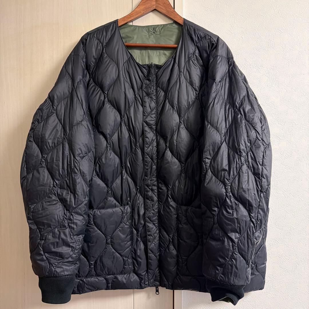 TAION リバーシブル MA-1 インナーダウン ジャケット カーキ×ブラック