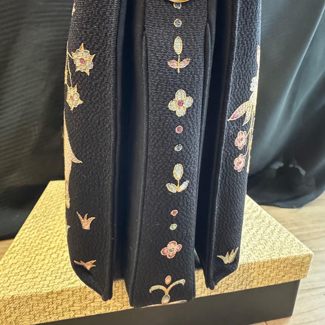 未使用品　利休バッグ　訪問着　帯地　和装バック　着物　岡重　OKAJIMA 黒