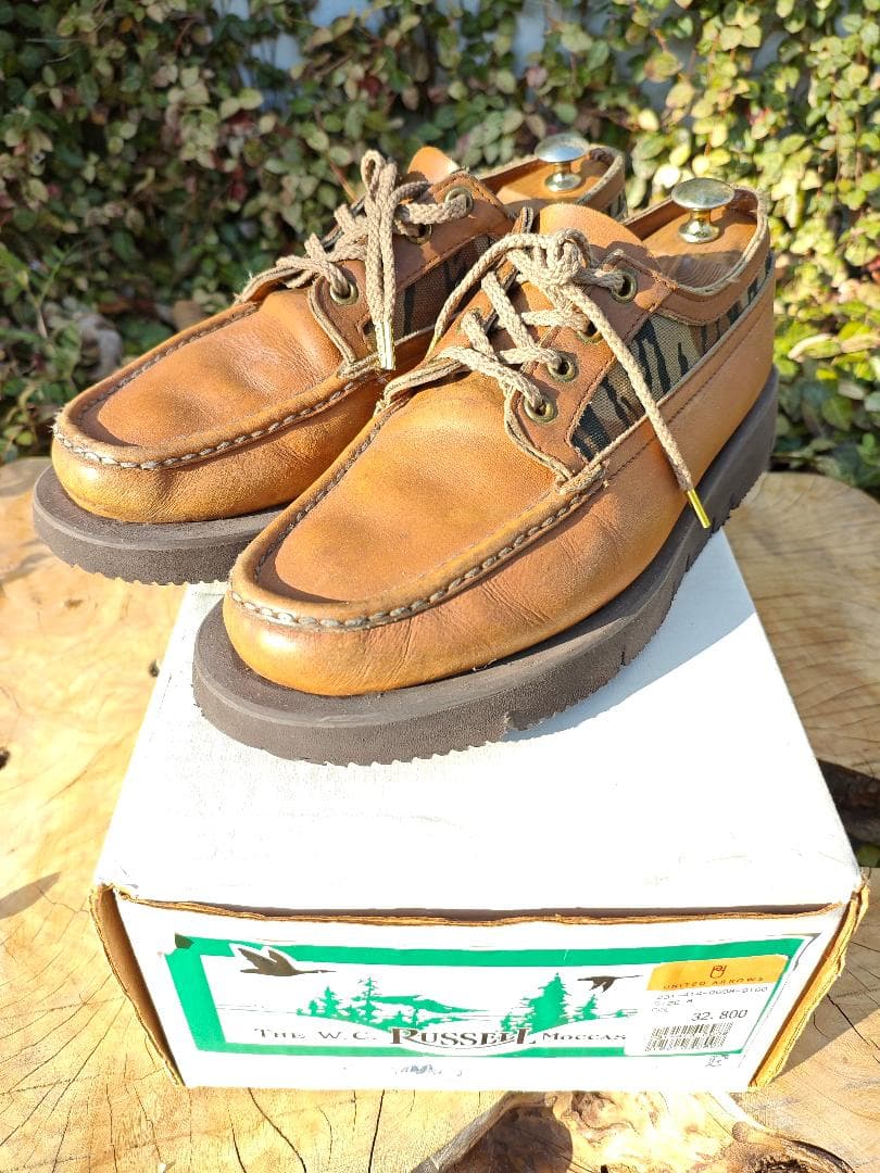 ラッセルモカシン ヒューロン 8 E 黄 カモ 箱付き リソール済