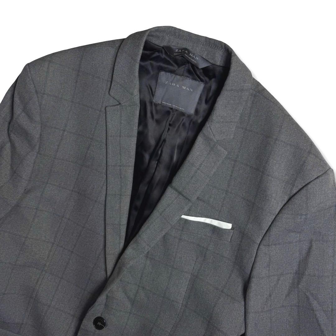ZARA｜4wayストレッチグレーチェックシングルスーツセットアップ