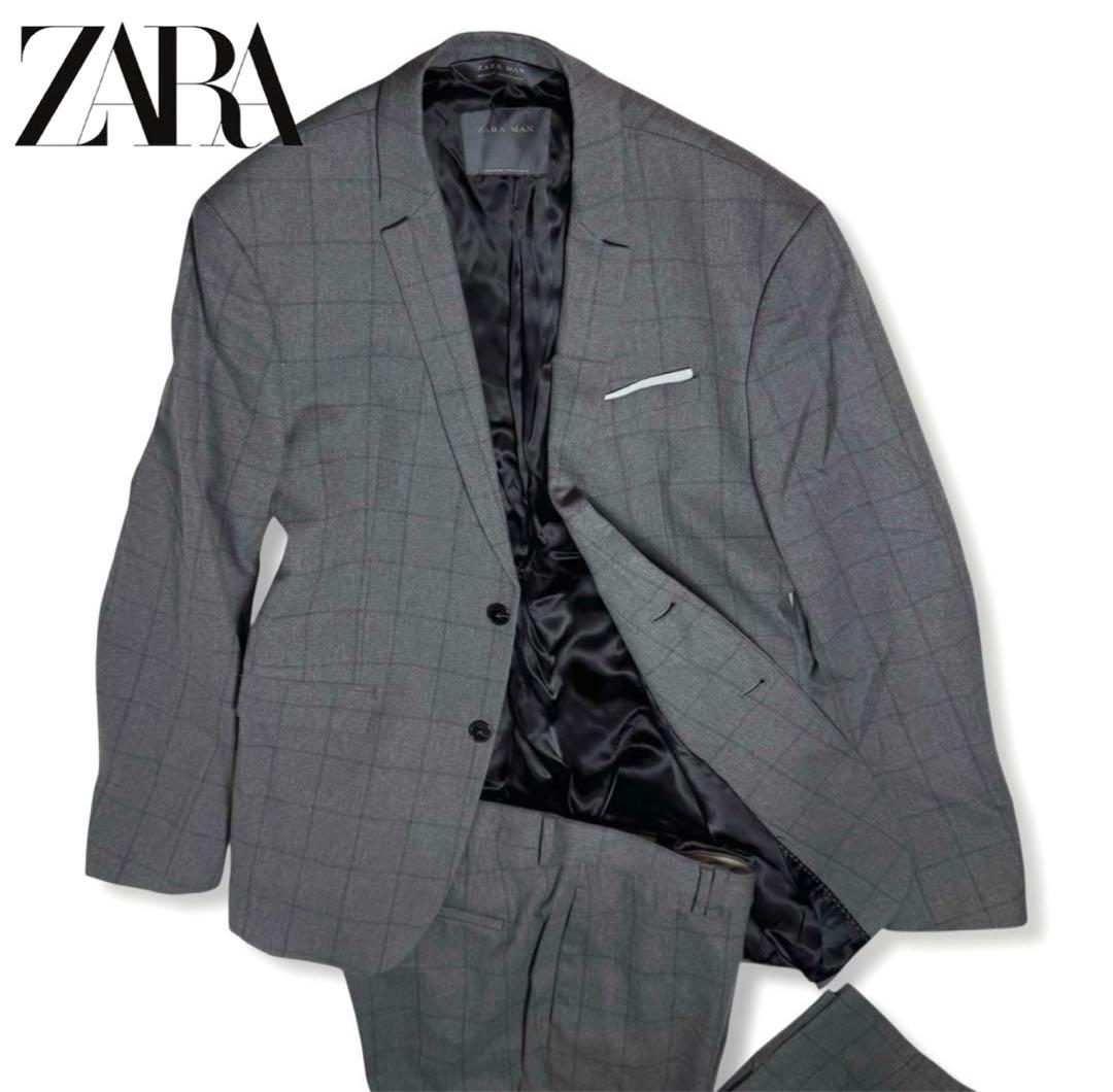 ZARA｜4wayストレッチグレーチェックシングルスーツセットアップ