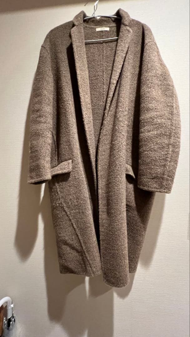 CELINE ブラウン ウール混合 チェスターコート