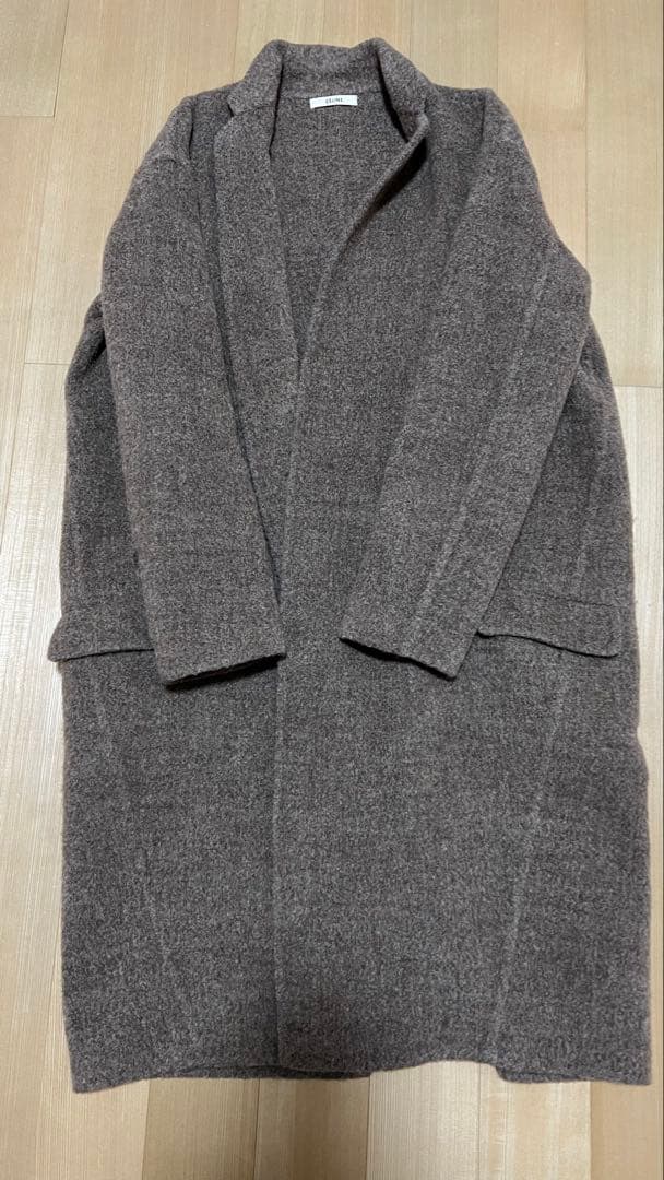 CELINE ブラウン ウール混合 チェスターコート