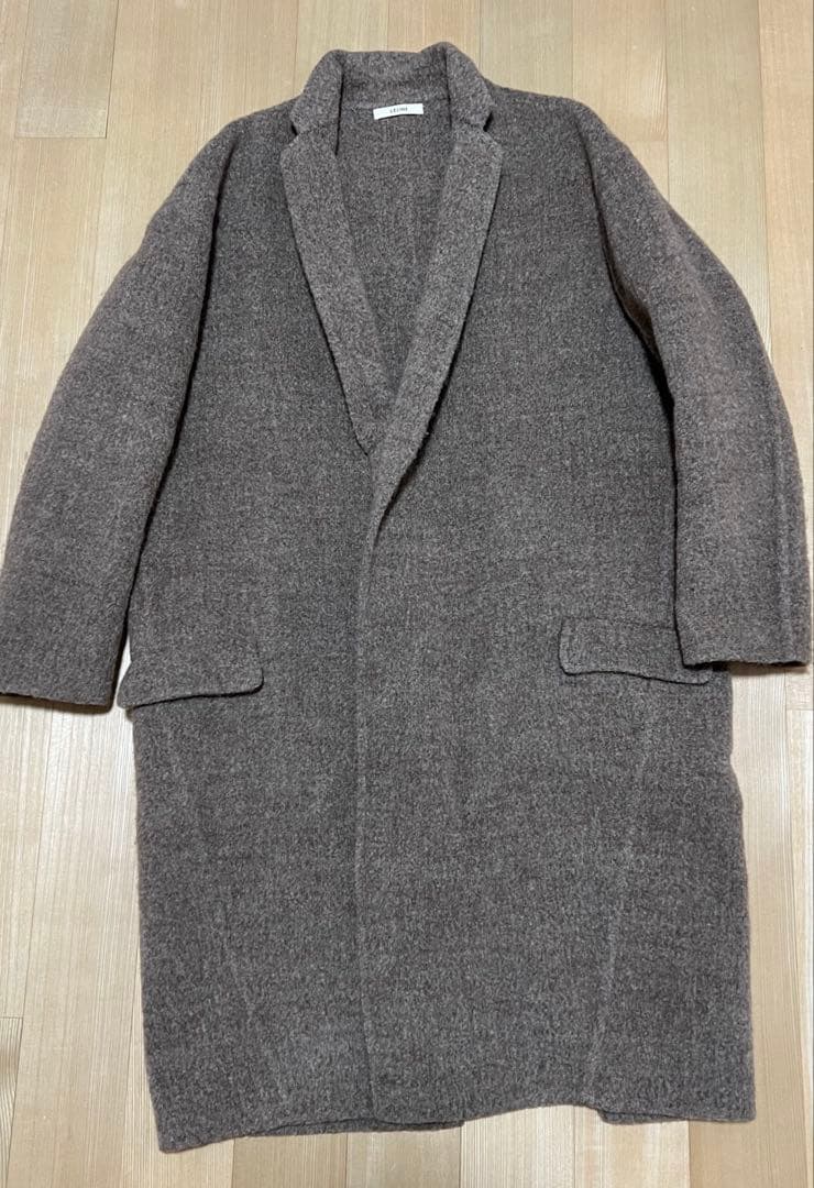 CELINE ブラウン ウール混合 チェスターコート