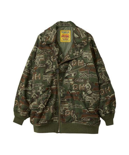 ヒステリックグラマー ライダースブルゾン カモフラージュ ギターガール ロゴ