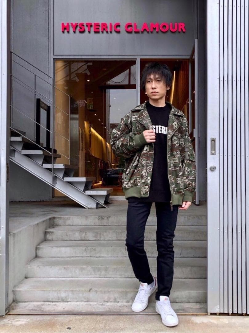 ヒステリックグラマー ライダースブルゾン カモフラージュ ギターガール ロゴ