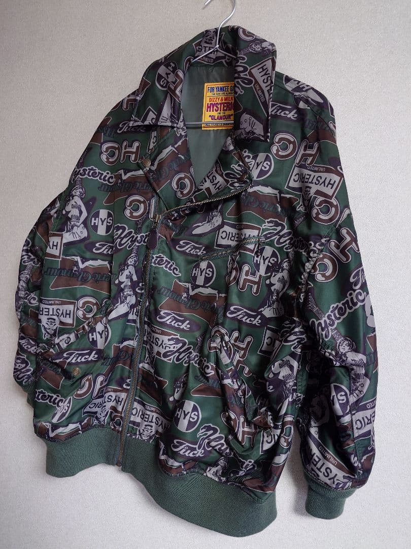 ヒステリックグラマー ライダースブルゾン カモフラージュ ギターガール ロゴ