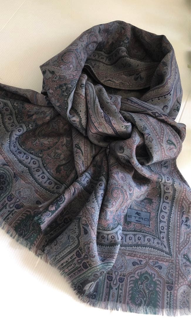 ETRO エトロ ショール ストールペイズリーSILK LANAWOOイタリア製