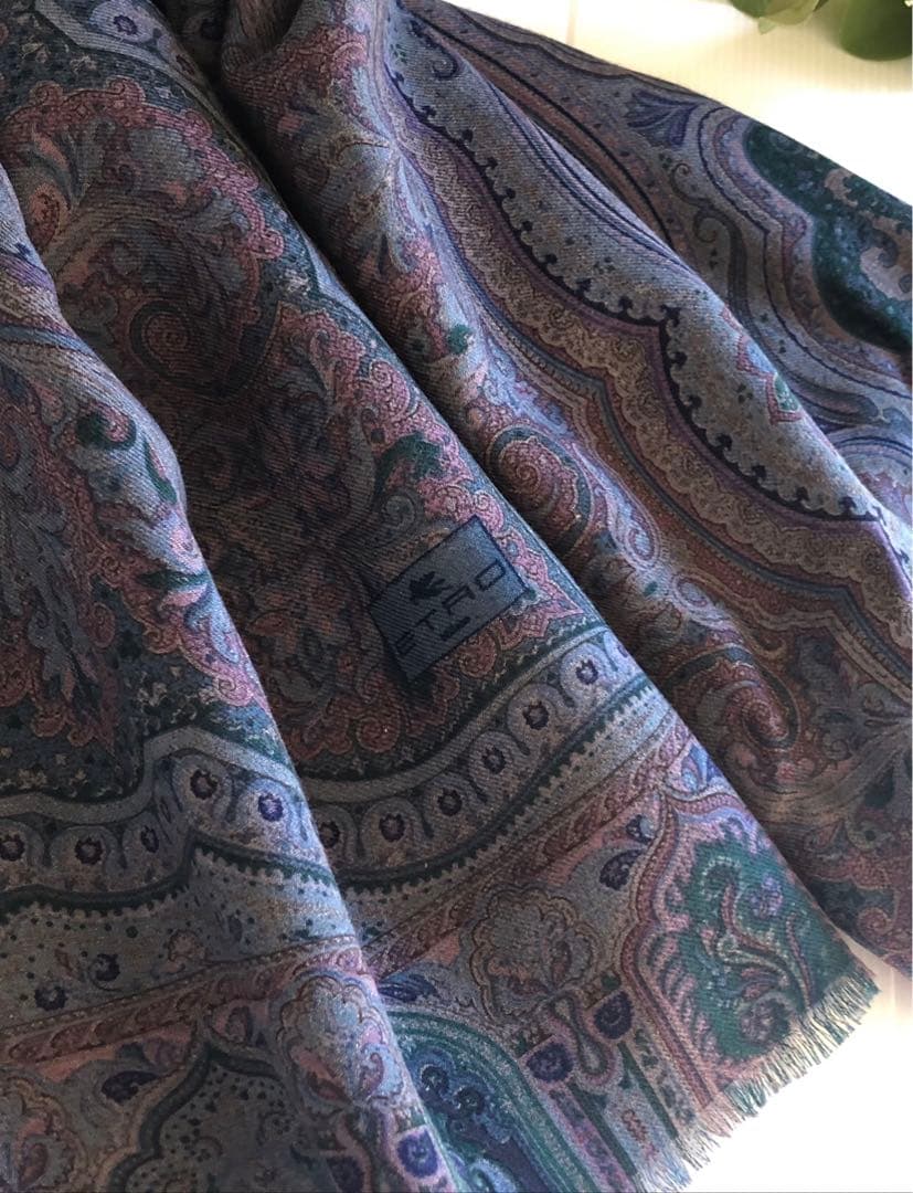 ETRO エトロ ショール ストールペイズリーSILK LANAWOOイタリア製