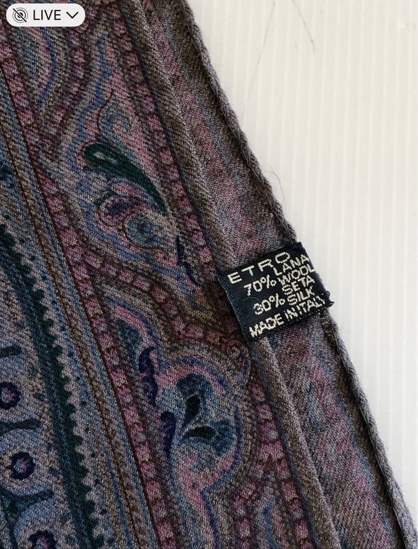 ETRO エトロ ショール ストールペイズリーSILK LANAWOOイタリア製